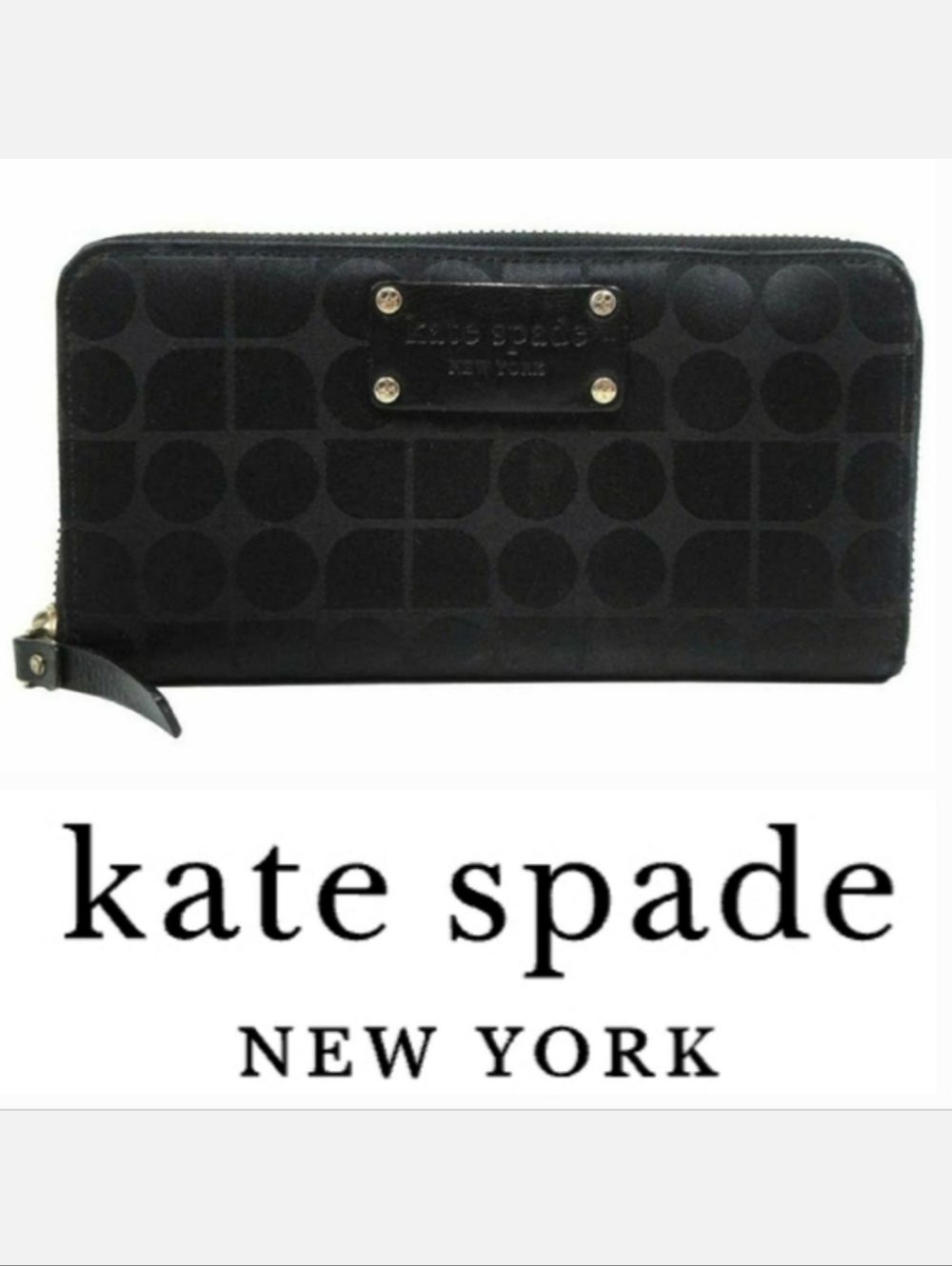 Kate Spade Thompson Street NEDA Zip Around Wallet in Black Spade Canvas Print